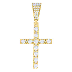 925 Sterling Silver Yellow-tone 2.04ct Moissanite Cross  Pendant